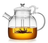 MESNEY Teiera in Vetro Borosilicato da 1850ml con Filtro in Vetro e Funzione Anti-Spruzzo - Teiera Elegante con Manico Ergonomico e Dragon Shape Lid Holder, Perfetta per Tè e Infusi