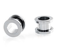 Mesnt 1 Paio Dilatatori Lobo 8mm Tappi Antirumore Acciaio Inossidabile 0G Cerchio d'Argento Piercing a Tappo Tunnel Calibri Piercing per Barella