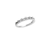 Mesnt 14K Oro Bianco Elegante Anello di Fidanzamento con Corona e Diamante Rotondo da 0,18 carati per lei, Misura 12