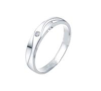 Mesnt 14K Oro Bianco Fede Nuziale Classica con Diamanti da Uomo 0,03 ct, Misura 20