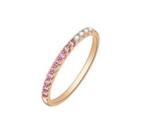 Mesnt 14K Oro Giallo Delicato Anello dell'eternità Sottile per Donna con tormalina Rosa e Diamante, Misura 17