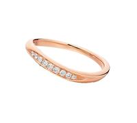 Mesnt 14K Oro Rosa Fede Nuziale Wave da Donna con Diamante da 0,07 ct, Misura 10