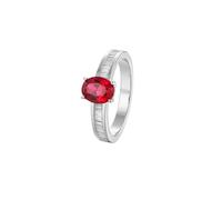 Mesnt 18K Oro Bianco Elegante Anello di Fidanzamento e Matrimonio da Donna con moissanite Eternity e Rubino Ovale da Laboratorio a 4 Punte da 1 carato, Misura 9