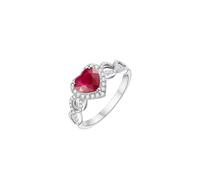 Mesnt 9K Oro Bianco Anello con promessa di Infinito Vuoto per Donna con Rubino a Forma di Cuore da 1,1 ct e Diamante, Misura 12