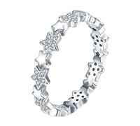 Mesnt Anelli da Donna Vintage, Donna Oro Bianco 14 carati Anello a Forma di Stella con intarsio di moissanite, Taglia 12