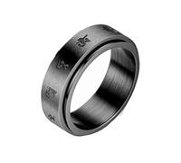 Mesnt Anelli da Uomo, Anello Fidget Meditazione Mantra Sei Parole 8MM Nero Taglia 12