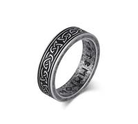 Mesnt Anelli da Uomo per Matrimonio, Anello da Uomo in Acciaio Inossidabile da 6MM con Nodo Celtico e Rune vichinghe, Argenteria Antica, Taglia 17