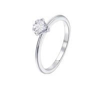 Mesnt Anelli di fidanzamento da donna, in oro bianco 9/14/18 carati, con moissanite a forma di cuore, Moissanite