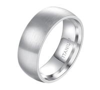 Mesnt Anelli di Fidanzamento Uomo Donna, Titanio Anello Nuziale in Titanio Spazzolato a Cupola per Uomini e Donne 8MM, Argento, Taglia 21