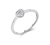 Mesnt Anelli di promessa per lei, in oro bianco 9/14/18 carati, anello per anniversario da donna con moissanite a forma di cuore, Metallo, Moissanite