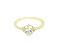 Mesnt Anelli di promessa per lei, in oro giallo 9/14/18 carati, anello per anniversario, da donna, con pietra di luna a forma di cuore e moissanite, Metallo, Nessuna pietra preziosa