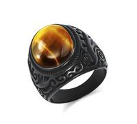 Mesnt Anelli di Promessa per Lui, Uomo Acciaio Inossidabile Anello Chevalier Vintage Largo 23MM con Motivo a Vite e Turchese Bianco, Nero, Taglia 17