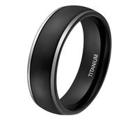Mesnt Anelli di Promessa per Uomini Donne, Titanio Anello di Fidanzamento Semplice per Uomo e Donna, 8mm, Nero, Taglia 25