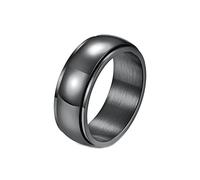 Mesnt Anelli Fidanzamento Uomo, Anello con Fasce per L'Ansia Fidget Lucidato a Cupola Comfort Fit Nero Taglia 25