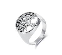 Mesnt Anelli in Acciaio Inossidabile, Uomo Donna Acciaio Inossidabile Anello Rotondo Largo 18 mm con Albero della Vita Cavo e zircone cubico