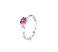 Mesnt Anelli Matrimonio Donna, Platino Anello con Rubino e moissanite da Laboratorio Ovale a 6 Griffe dal Design Semplice da 0,5 ct, Taglia 20