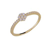 Mesnt Anelli Nuziali, Anello in Oro Giallo 14 carati per Le Donna con Fiore Lab Ha Creato Il Diamante, Taglia 23,5 (Circonferenza:63mm)