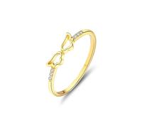 Mesnt Anelli Oro Giallo, 18K Anello con Ala d'Angelo e Diamante Rotondo, Taglia 9