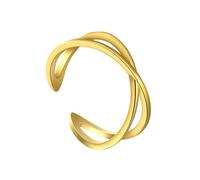 Mesnt Anelli Oro Giallo, Donna Oro Giallo 9 carati Anello Aperto con Croce Semplice, Taglia 22