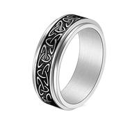Mesnt Anelli Uomo Argento, Anello con Fasce per Filatore di Nodi Celtici Vintage Argento Taglia 12