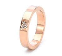 Mesnt Anello Acciaio Donna | Cuore con anello della promessa in zirconia cubica 4MM