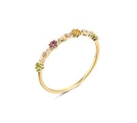 Mesnt Anello da donna in oro giallo 9/14/18 carati con cristalli, Cristallo