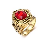 Mesnt Anello da Sposo Uomo Oro, Uomo Acciaio Inossidabile Anello a Sigillo Vintage Largo 24mm con Pietra Ovale Blu, Oro, Taglia 17