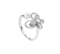 Mesnt Anello Donna Anniversario Matrimonio, Anello da sposa aperto per donna con opale e moissanite in Oro bianco 9 carati, Taglia 21