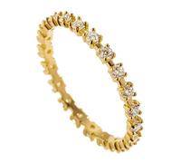 Mesnt Anello Donna Diamanti, Anello in Oro Giallo 14 carati per Le Donna Sottile con Un Piccolo Diamante Creato in Laboratorio, Taglia 21 (Circonferenza:61mm)