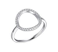 Mesnt Anello Donna Fidanzamento Oro Bianco, Donna Oro Bianco 14 carati Anello con intarsio a Cerchio Vuoto e moissanite, Taglia 8