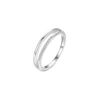 Mesnt Anello Donna Oro Bianco 18K Vero, Anello a Doppio Strato con Diamante Creato in Laboratorio, Taglia 17