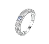 Mesnt Anello Donna Oro Bianco e Diamanti, Anello in Oro Bianco 18 carati da Donna Micro Pave Lab ha Creato Il Diamante, Taglia 21 (Circonferenza:61mm)