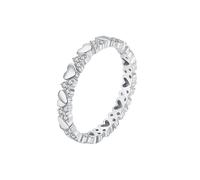 Mesnt Anello Donna Promessa, Donna Oro Bianco 14 carati Anello Delicato con Cuore Lucido e moissanite, Taglia 12