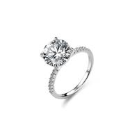 Mesnt Anello Donna Proposta Matrimonio, Oro Bianco 14K Anello Rotondo a 4 Punte con moissanite da 5 ct, Taglia 20