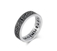 Mesnt Anello in Acciaio Inossidabile, Anello da Uomo in Acciaio Inossidabile da 6MM con Nodo Celtico e Rune vichinghe, Argento, Taglia 15