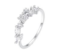 Mesnt Anello in oro bianco da donna, 9/14/18 carati, anello di fidanzamento con moissanite a forma marchesa, Metallo, Moissanite