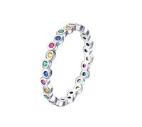 Mesnt Anello in Oro Bianco Donna, Donna Oro Bianco 14 carati Anello dell'eternità con Pietre preziose Colorate, Taglia 10