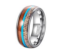 Mesnt Anello in Tungsteno per Uomini Donne, Uomo Donna Classico Anello Nuziale in Tungsteno Liscio Largo 8MM Comfort Fit con Venature del Legno