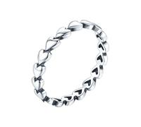 Mesnt Anello Matrimonio Donna, Donna Oro Bianco 18 carati Anello Semplice a Forma di Cuore Vintage, Taglia 12