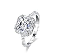 Mesnt Anello Matrimonio Donna, Platino Anello Quadrato con moissanite da 3 ct, Taglia 9
