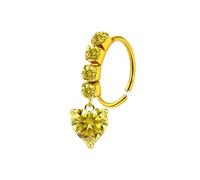 Mesnt Anello Naso Acciaio Chirurgico1 Pezzi 20G Anelli a Cerchio per Piercing al Naso A forma di C e di cuore con zirconi cubici, Oro Giallo-Stile 3, 0.8x8mm