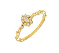 Mesnt Anello Nuziale Donna, Elegante fede nuziale per donne con opale a forma di marchesa 4x2mm e moissanite in Oro giallo 9 carati, Taglia 16