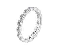 Mesnt Anello Nuziale, Donna Oro Bianco 18 carati Anello Sottile Infinity con Corona in moissanite, Taglia 16