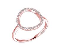 Mesnt Anello Nuziale Oro Rosa, Donna Oro Rosa 9 carati Anello con intarsio a Cerchio Vuoto e moissanite, Taglia 16
