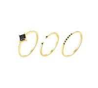Mesnt Anello Oro 14K, Donna Oro Giallo 14 carati Delicati Anelli Sottili impilabili, Set da 3 Pezzi, Taglia 9