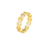 Mesnt Anello Per Proposta Di Matrimonio Donna, Anello da matrimonio semplice da donna a forma di moneta cinese in Oro