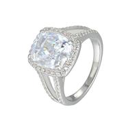 Mesnt Anello per Proposta di Matrimonio Donna, Oro Bianco 18K Anello di Lusso con moissanite, Taglia 20