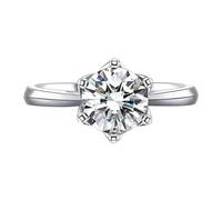 Mesnt Anello per Proposta di Matrimonio Donna, Platino Anello Solitario Rotondo con moissanite da 1 carato, Taglia 12