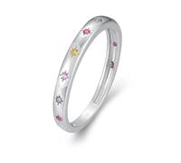 Mesnt Anello Promessa di Matrimonio Donna, Platino Anello Sun Promise con Zaffiro Creato in Laboratorio, Taglia 23,5