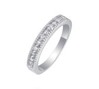 Mesnt Anello Promessa di Matrimonio Donna, Platino Intarsio ad Anello con moissanite da 2 mm, Taglia 8